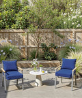 Outdoor Chair Cushions 19 By 19 By 3 Inches With Handle And Ties Waterproof And Fade Resistant Set Of 2 Blue on patio chairs