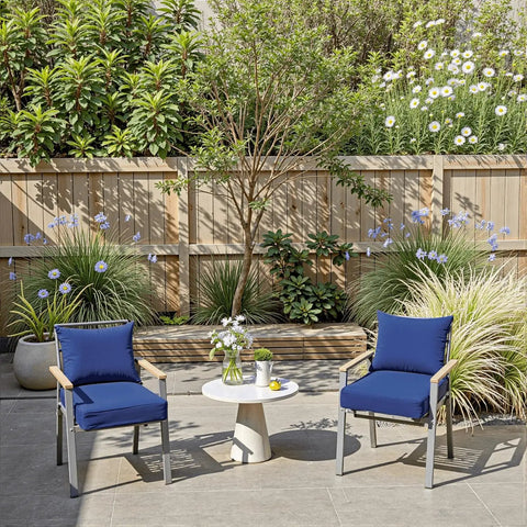 Outdoor Chair Cushions 19 By 19 By 3 Inches With Handle And Ties Waterproof And Fade Resistant Set Of 2 Blue on patio chairs
