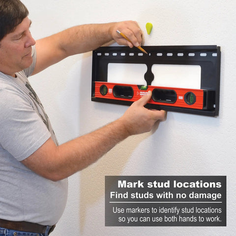 Man using Magnetic Stud Finder With Two Removable Markers Lets You Mark Up To Three Stud Locations No Batteries Needed Updated 2020.