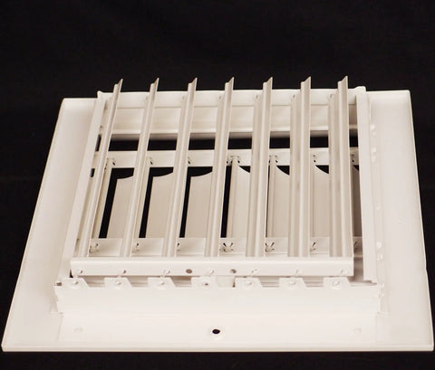 10 By 6 Inch One Way Air Vent With Adjustable Aluminum Curved Blades Powder Coat Finish Front View