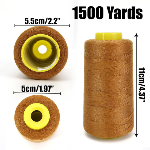 Heavy Duty Jeans Sewing Thread 1500 Yards 20s 2 Polyester Spool For Denim Canvas Leather Nylon Strong Bonded Cone measured