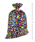 Giant 56 Inch Plastic Gift Bag With Pink And Yellow Floral Print for Large Gifts Like Ottomans Bedding Sets Lamps and More