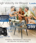 Group enjoying drinks with 12-Inch Portable Utility Fan With Pivoting High Velocity Air, 289 CFM, Three Speeds in room, black