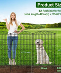 Decorative No Dig Garden Fence With Gate, 12 Panel Set, 42 Inch High, metal wire panels shown with person and dog