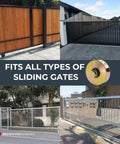 Heavy Duty 2 Pack 4 Inch V Groove Gate Wheels With Double Sealed Bearings For Smooth Sliding Function On Galvanized V Track Rails That Will Keep Your Side Entry Gate Rolling Slick And No Sweat Through Every Single Season on various sliding gates.
