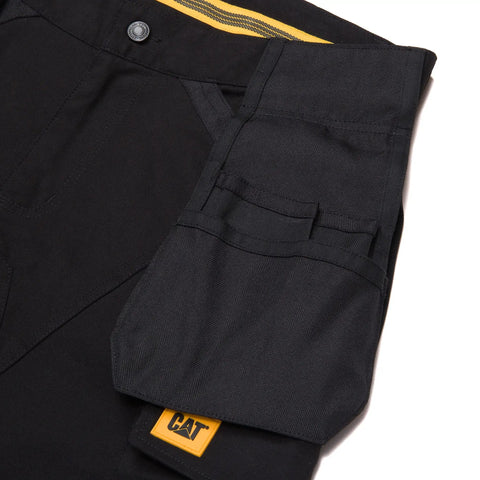 Men's Advanced Trademark Stretch Pant pocket detail, Slim Fit Black 34W X 32L Durable Canvas Blend, showcasing belt loop