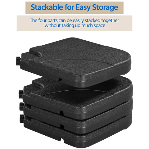 Heavy Duty 4 Piece 200Lb Beefy Cantilever Offset Umbrella Base Fillable With Water Or Sand U Locking Square Shaped Pedestal stackable design