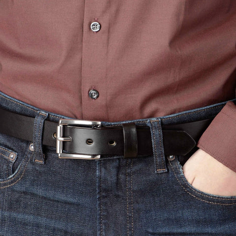 Mens Leather Belt 1.25 Inch Wide For Work Casual And Dress, Black, 32 Inch Length, Durable Everyday Belt With Classic Look, Easy Fit, Built To Last For Office, Weekend Wear, And All Day Comfort