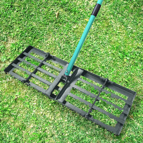 Lawn Leveling Rake With 30 Inch Head And 78 Inch Adjustable Steel Handle For Soil Sand Dirt And Grass on Lawn