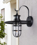 Side view of 2 Pack 10 Inch Motion Sensor Outdoor Porch Lights Dusk to Dawn Exterior Wall Sconces Waterproof Matte Black Farmhouse Barn Lighting