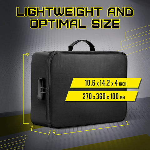 Go To Fireproof Document Organizer With Lock Safe For Home Office And Travel Multi Layer Portable Filing Storage For Important Papers And Laptop Waterproof Bag With UL94 VTM 0 Certification shown with dimensions