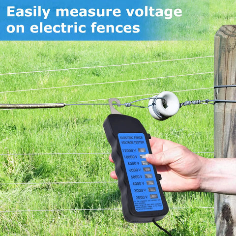 12KV Fence Tester With 8 Neon Indicator Lights Workhorse Electric Fence Voltage Meter For Farms Fault Finder And Quick Wire Fault Detection Tool For Easy Field Checks, handheld on fence line