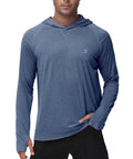 Lightweight UPF 50 Plus Long Sleeve Fishing Shirt for Men With Hooded Sun Shield, front view