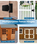 Multipurpose fence hinges used on cabinetry, fence gates, animal shelters, barn doors; Black iron 3.5 Inch Heavy Duty Gate Hinges 2 Pack set