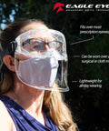 Person wearing All-Day Anti-Fog Safety Goggles With Full Face Shield For All-Day Eye Protection outdoors, highlighting lightweight design.