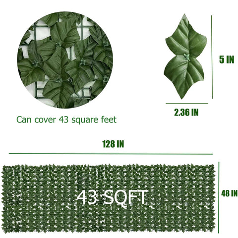 Artificial Ivy Privacy Fence Screen 128 By 48 Inches UV Resistant Faux Hedge Wall For Indoor Outdoor Use Realistic Greenery Backdrop