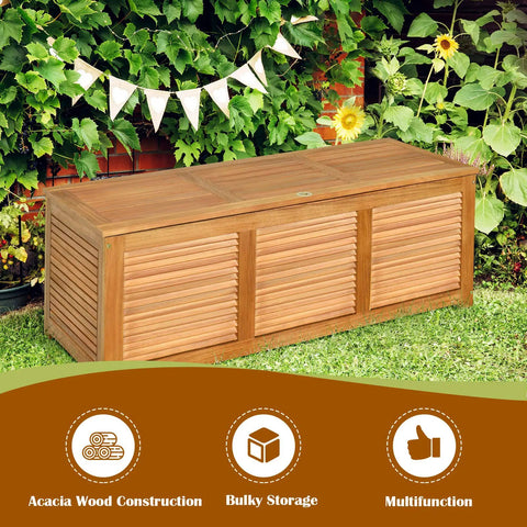 46 Gallon Acacia Wood Deck Box With Outdoor Storage Bench For Patio Cushions And Tools Built Like A Tank Sturdy Solid Wood Frame
