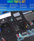 RGB 8 Gang Dual Control Switch Panel with RF Remote, silicone cover, accessories and labels for off-road rigs