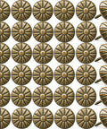 Antique Brass Decorative Upholstery Studs Featuring Classic Daisy Designs For Sofas Headboards And Woodwork Heavy Duty Furniture Nails That Gonna Kick Your Decor Up A Notch For Any Craft Project Or House Upgrade Includes 200 Pieces, 200 decorative tacks displayed in rows. 