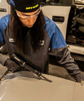 Technician using Long Barrel Air Hammer For Heavy Duty Demolition And Workshop Use, 2300 Blows Per Minute, 3.75 Inch Stroke