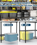 Five Tier Heavy Duty Metal Storage Shelves 60 Inch Wide Wire Shelving Unit Built To Last Holds A Beefy 1325 Lbs Total Load 265 Lbs Per Shelf Corner L Shaped Standing Rack For Garage Kitchen Pantry Basement 13.8 Inch Deep 70.5 Inch High, black wire shelving in garage
