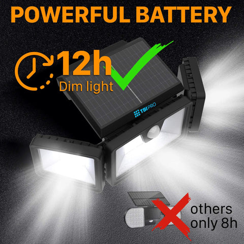 Outdoor Solar Security Lights 216 LED Flood Lights 2200 Lumens 6500K with powerful battery illustration