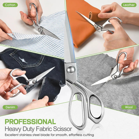All-In-One Portable Sewing Kit For Adults With Ultra Sharp Fabric Scissors 242 Pcs Newly Upgraded Travel Sewing Set Heavy-Duty Needle And Thread Kit For Beginners Home Craft And Travel Repairs. Heavy-duty fabric scissors cutting cotton, leather, denim and wool