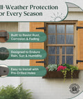 Pack Of 4 Black Offset Strap Lift Off Pintle Hinges Built To Last 11 Inch By Two And Five Eighths Inch Wrought Iron Pin Hinges For Shutters Exterior Doors Or Gates Heavy Duty Hardware With Rust Resistant Powder Coat Finish shown on exterior window shutters