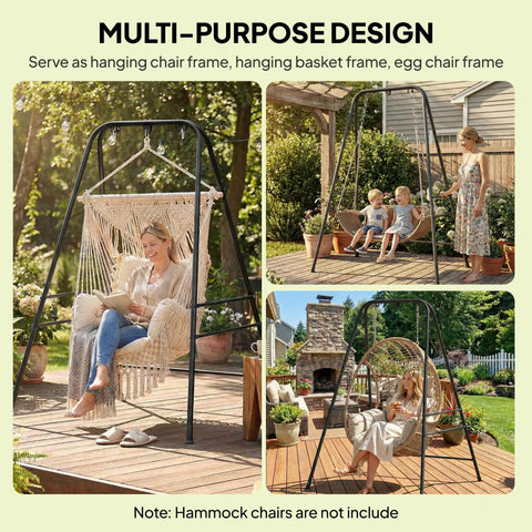 Heavy Duty Free Standing Hammock Chair Stand With Anti Slip Foot Pads And Two Carabiners For Indoor And Outdoor Use