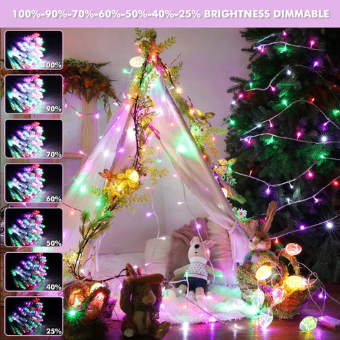 Pastel Easter String Lights 33ft With USB Powered 100 LED Indoor Fairy Lights Remote Control 8 Modes And Timer For Home Garden Decor, Perfect For Easter Parties, Easter Egg Hunts, Cozy Ambience