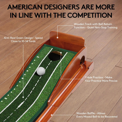 Indoor Golf Putting Mat With Easy Setup And Automatic Ball Return, Wrinkle Free Surface Closely Mimicking Real Green Speed