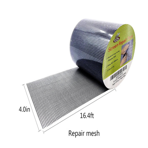 Extra Wide Window Screen Repair Tape 4 By 16.4 Feet Black Adhesive Waterproof Three Layer Fiberglass Patch For Screen Doors And Window Screens Heavy Duty Fix