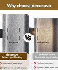 Comparison of 100% Blackout Curtain Panels With TPU Bonded Lining versus ordinary curtains showing light blocking effectiveness.