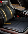 KingPhenix Two Pack Mesh Lumbar Support For Car And Office Chair on a seat, featuring breathable mesh and ergonomic design.