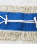 Heavy Hitter 36 Inch Washable Cotton Dust Mop Refill Head For Boss Grade Cleanup No Fuss Sweeper Pad with blue and white design.