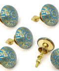 Sky Blue Brass Door Knobs Set Of 6 38mm Handcrafted Drawer Pulls And Cabinet Knobs For Cabinets Wardrobes And Kitchen Cupboards Includes Screws For Easy Install. Set of six blue-gold brass knobs with screws