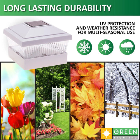 Solar Post Cap Lights For 5x5 PVC Vinyl Posts Outdoor Waterproof LED White 8 Pack Bright Energy Saving Accent Lighting For Fence Deck Garden No Brainer Weather Resistant