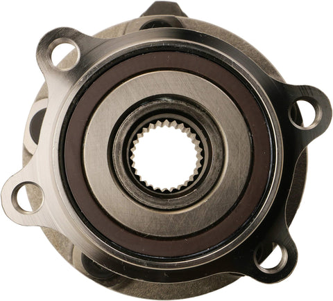 Front view of Heavy Duty Wheel Bearing And Hub Assembly For Subaru Vehicles, Easy Install And No Fuss Fit, Long Lasting Durability.