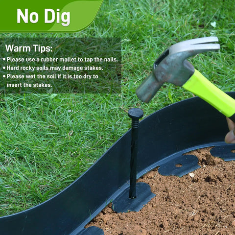 Installing 2 Inch By 50 Foot Landscape Edging Border Kit With 75 Anchoring Spikes No Dig Garden Border beside lawn