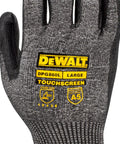 Close-up of Cut Level A5 Touchscreen Glove With PU Palm, 13 Gauge Nylon HPPE Fiberglass Shell, ANSI ISEA EN 4X42E