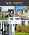 Heavy Duty Automatic Swing Gate Opener For Driveways Up To 16 Feet And 800 Lbs With Remote Control Kit shown on various gates.