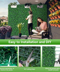 48 By 120 Inch Grass Wall Panels Set Realistic Artificial Grass Backdrop With Flower Vines Lush Faux Boxwood Roll for patio decor