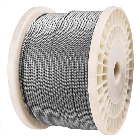 Spool of One Eighth Inch 316 Stainless Steel Wire Rope Cable, 500 Feet, Heavy Duty 7x7 Construction For Deck Railing Kits