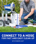 Heavy Duty Cart Paint Sprayer With Full Control Flow And RAC IV Switchtip For Thick Coatings during hose connection setup.