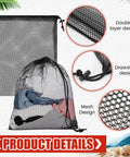 Six Pack Mesh Snorkel Gear Bags With Diver Down Flag featuring drawstring, mesh design, and double layer detail.