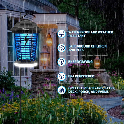 Outdoor Bug Zapper With LED Light 5600V Electric Fly Killer Plug In Mosquito Zapper for indoor or outdoor use in garden setting