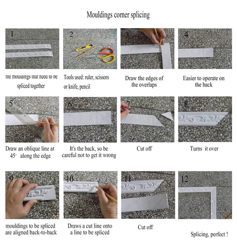 Step-by-step guide for Flexible Door Molding Trim Rope Edge Wall And Cabinet Dope 0.6in X 115in corner splicing
