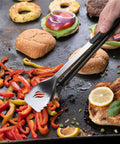 Griddle Tool Kit For Outdoor And Indoor Grillin Grilling Heat Resistant Stainless Steel BBQ Utensils including tongs with peppers