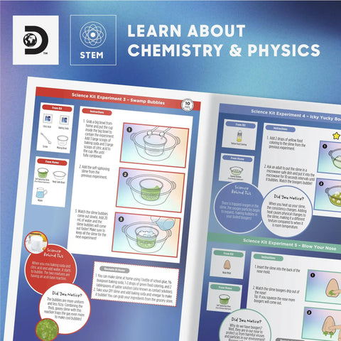 Open manual from Creepy Science Lab Kit For Kids With 65 Gross Out Experiments Slime Reactions Crystals And More A Fun Educational STEM Activity Set For Ages 8 Plus Great Gift For Curious Kids with detailed experiment instructions and illustrations.