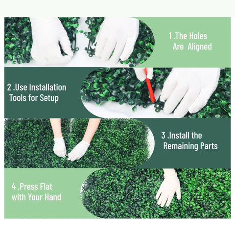 Dope Realistic High-Density Artificial Boxwood Panels 12 Pack 20 By 20 Inch Backdrops With UV Protection installation process.